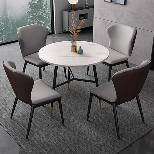 YVYKFZD Juego de mesa y silla para sala de recepción de oficina, mesa redonda de conferencias para 4, mesa de centro compacta, juego de mesa de Gris