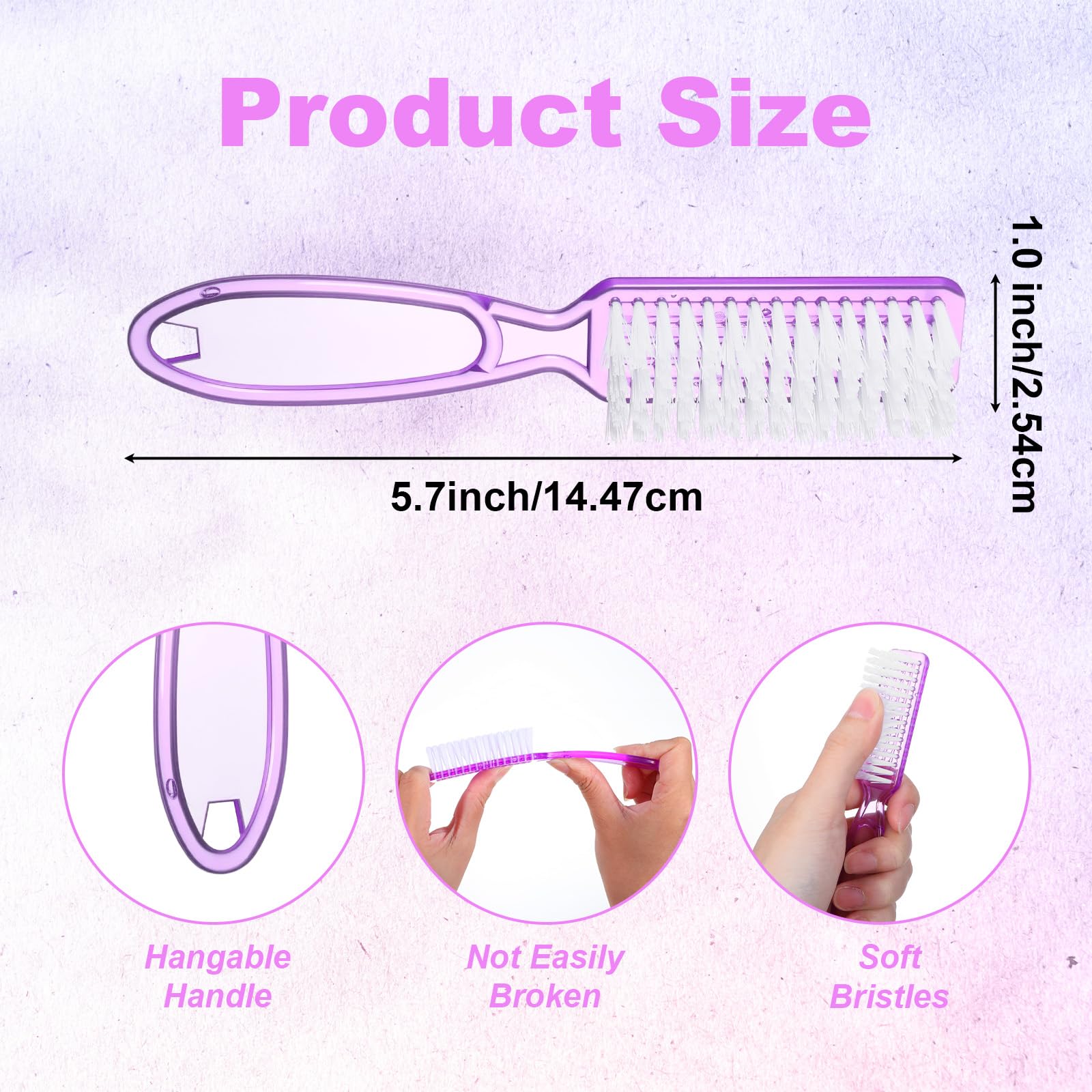 50 pennelli per la pulizia delle unghie, per manicure e pedicure, per la pulizia di unghie e piedi, strumenti di pulizia multiuso in 5 colori