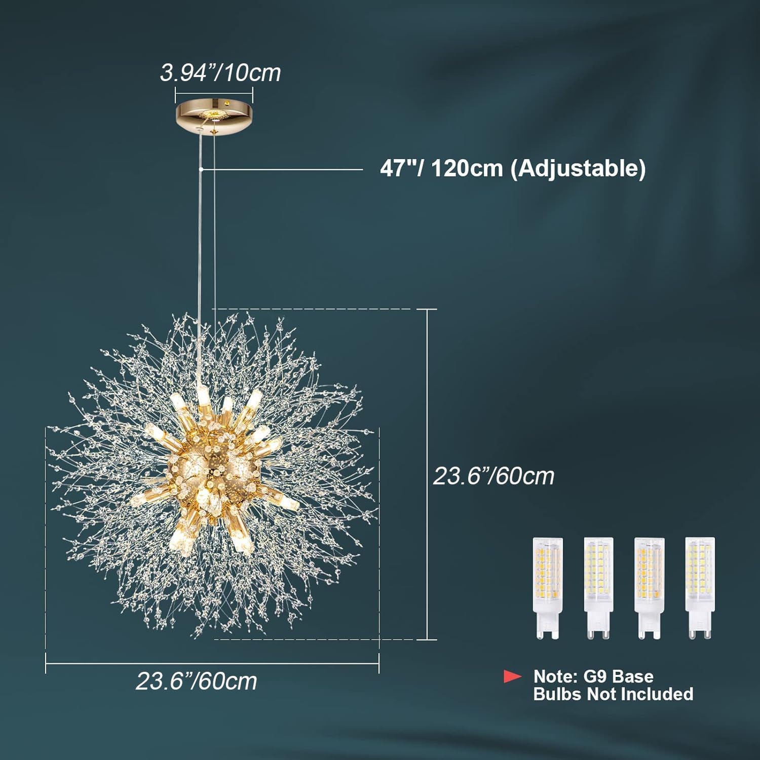 Crystals,Dandelion, 16-Light Stainless Steel Fireworks,for Liviroom, 60Cm Modern Crystal Light Fixture for Diniroom Bedroom Foyerd/D
