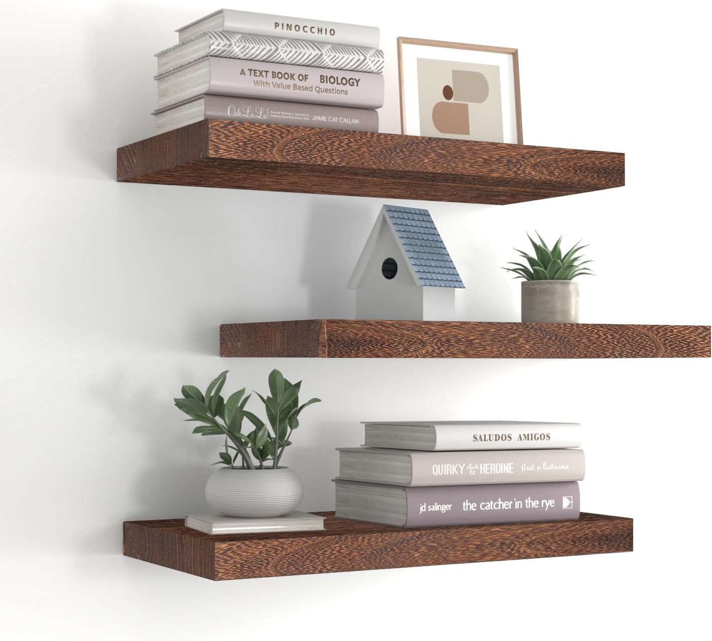 Kultilanda Floating Shelves Wall Shelf Solid Wood Mounted Storage for