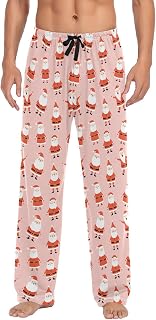 Santa Claus Pink Christmas Mens Pajama Pants Men's Pajama Bottoms Soft Sleep Lounge Pj Pants