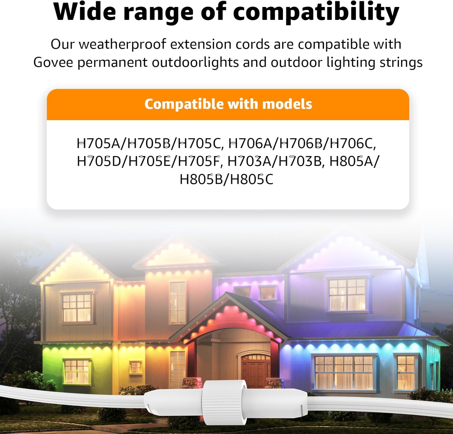 Extension Cable for Govee Outdoor Lights, IP68 Waterproof Extension Cord, Compatible with Govee H705A H705B H705C and Other Permanent Outdoor Lighting Systems (10FT) - Image 9