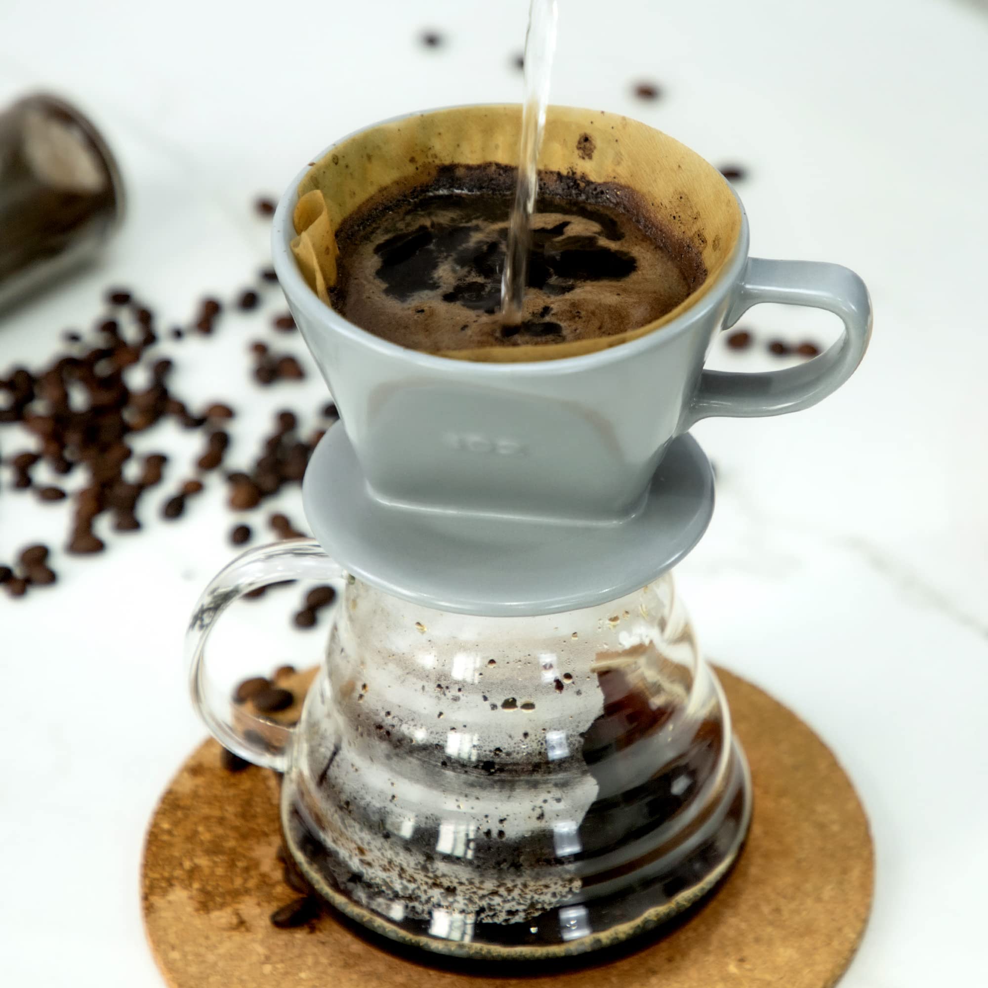 Pour Over Ceramic Coffee Dripper Ceramic Coffee Maker With Holes Flat  Bottom, Porcelain Slow Filter Cone For Travel, Camping, Office, Home, Coffee