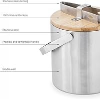 Vista 4 de LACOR 65514 Nordic Ice Container, Acero Inoxidable, Aislante Doble Pared, Incluye Abrazadera Tapa 100% Bambú Natural 18/10, 5.5 in, Capacidad: 1,3 L