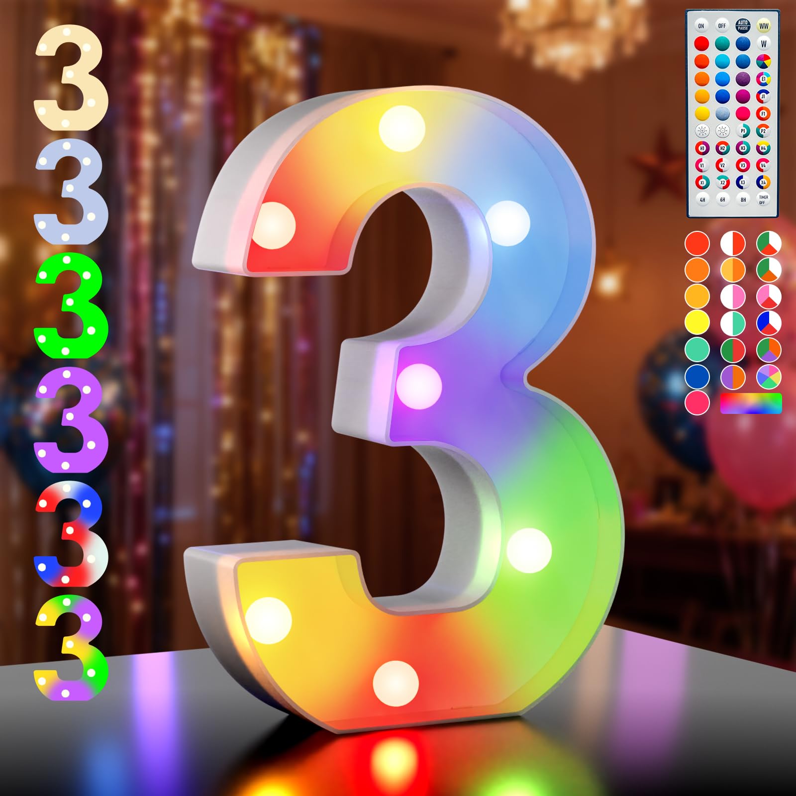 Ledido LED Light Up Marquee Numbers Sign - Cool & Warm Light up Numbers for 40th Birthday Decorations, LED Number Lights for Wedding Anniversary Grad Home Bedroom Table Wall Party Decor, Number 40 — view 39