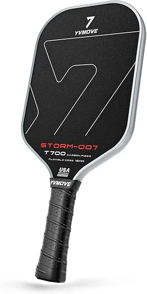 YVmove Pickleball Paddle with T700 Raw Carbon Fiber Surface & 16mm STR-Core Power Polymer Core, Premium Pickle Ball Racket Designed for Ultimate Spin & Consistency, USAPA Approved Storm 007