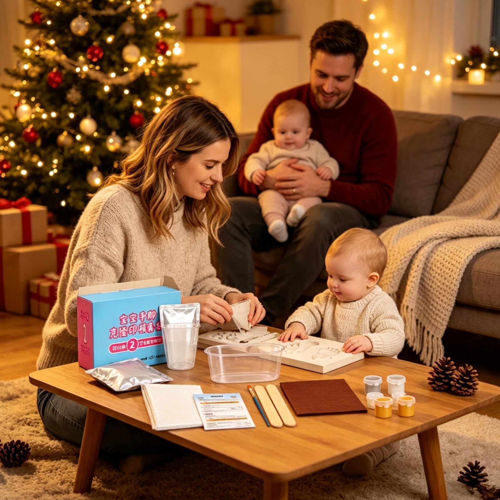 Kit Moldeado para Niños Molde de Yeso Recuerdo con Huellas Manos y Pies | Kit Moldes Para Niños Shower, Boda, Compromiso, Cita Nocturna en Pareja, Cumpleaños, San
