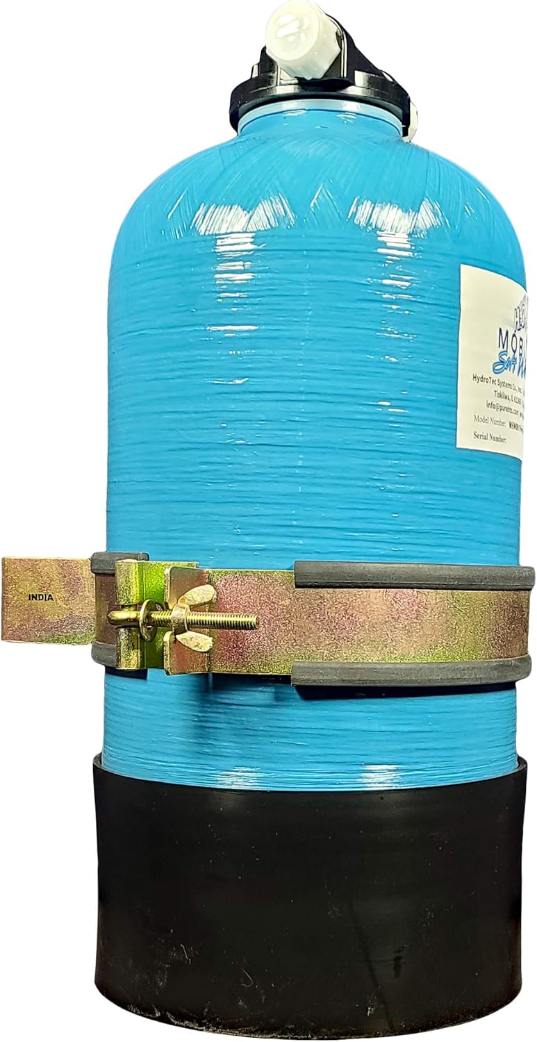 MOBILE SOFT WATER(R Portable 16,000 Grain Unit with Tank, Tank Head, NSF 61 Male GHC Tank Connections, Distributor, Resin, and Instructions. Metal Installation clamp Supplied as Pictured.