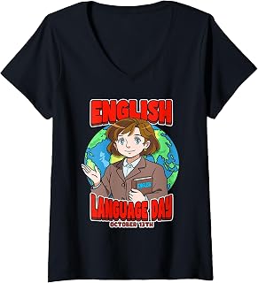 Womens English Language Day October 13th V-Neck T-Shirt