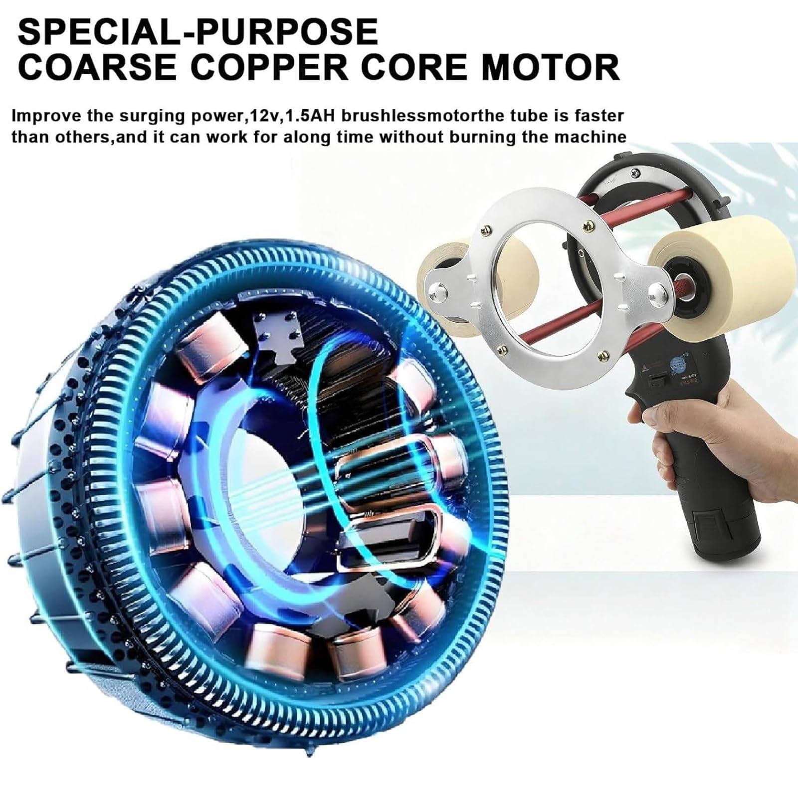 Machine D'emballage De Serre-Câbles électrique Professionnelle 12V 27W Vitesse Réglable 70-380 Tr/Min Charge Rapide Enrouleur Applications 30-70mm Pour Cvc Industrielles électriques