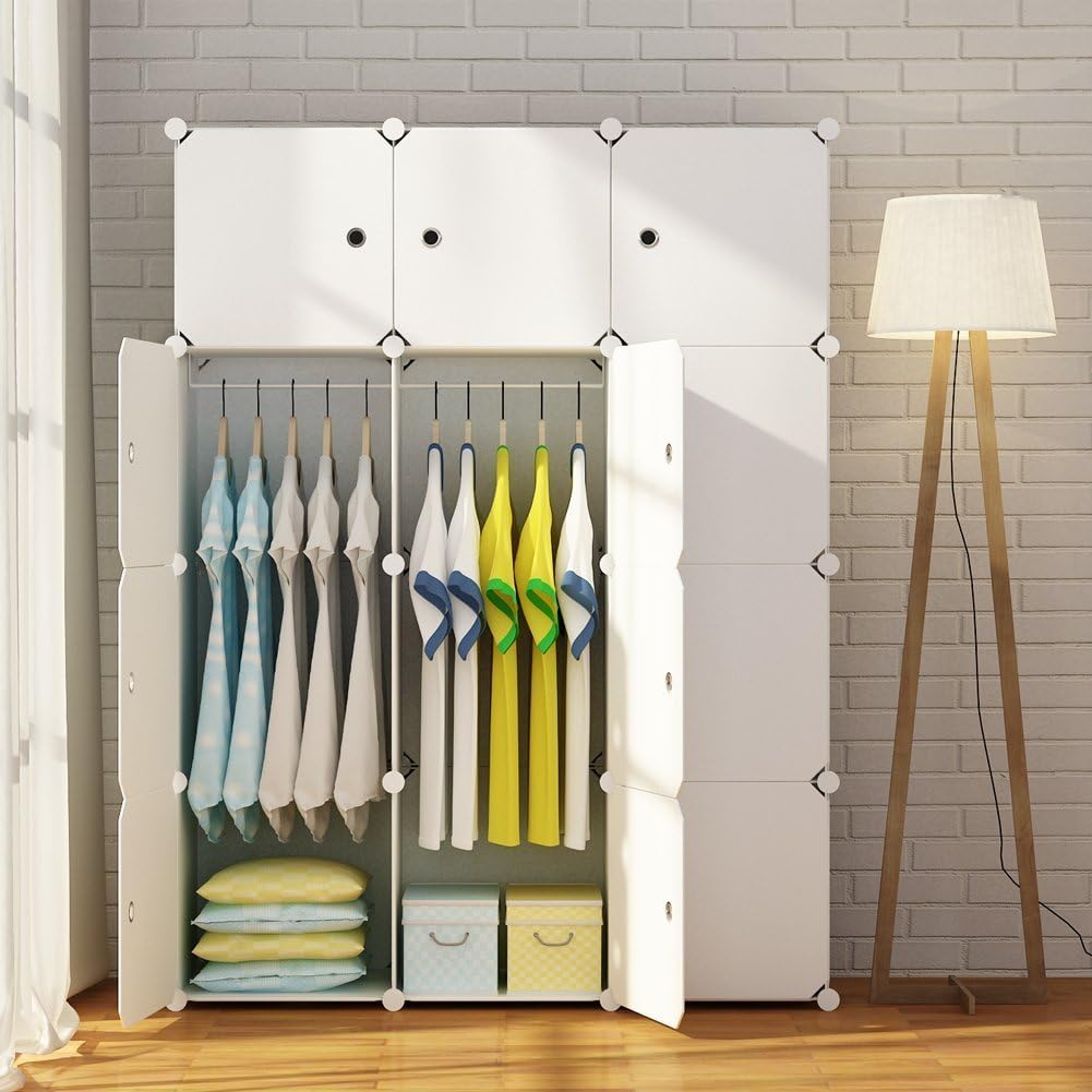 80% оƒƒ Dіѕсоunt KOUSI Portable Wardrobe Closets 14x18 Depth Cube Storage, Bedroom Armoire, Storage Organizer with Doors, 12 Cube, White Buу 2 gеt 3 KOUSI Portable Wardrobe Closets 14x18 Depth Cube Storage, Bedroom Armoire, Storage Organizer with Doors, 12 Cube, White