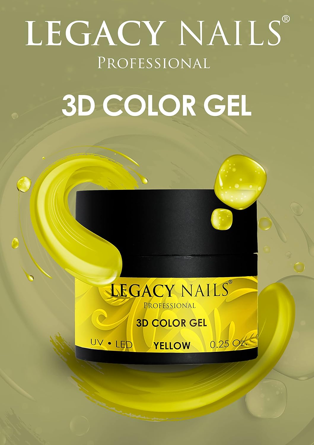 Legacy Nails Professional 3D Color Gel Soak Off 6 Colors Full Coverage Set For Painting Decoration Sculpture Nail Art Kit (Pink, Red, Yellow, Silver, Purple, White)