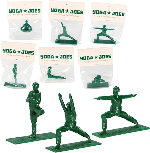 Vista 9 de Serie 1 - Juego de 9 figuras de yoga para hombres del ejército, decoración para escritorio, oficina, aula, hogar o estudio, Zen Meets GI Joe, Rosa