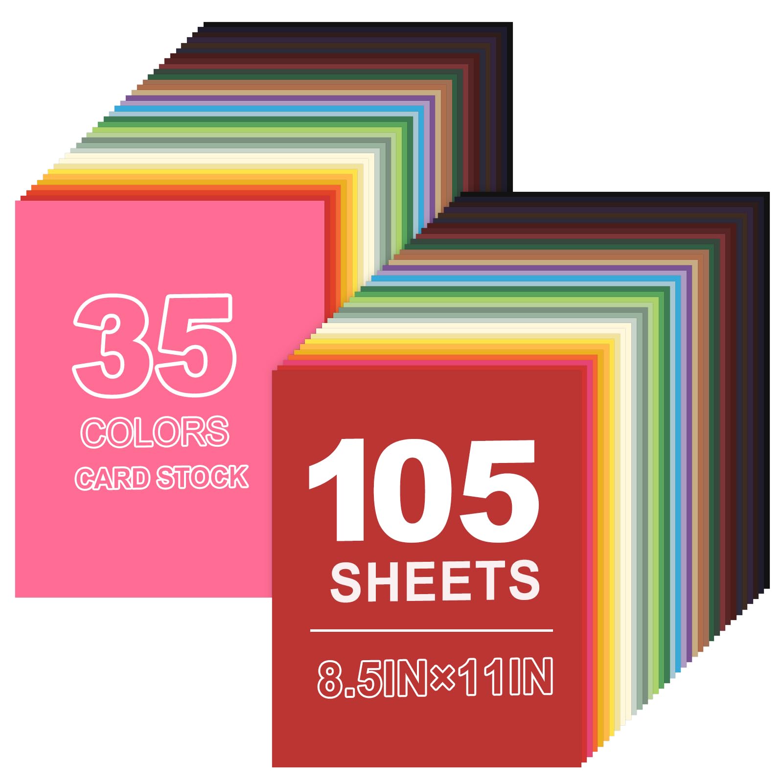 180gsm 105 Sheets Coloured Card, 35 Assorted Coloured Paper, Coloured Card A4 Pack Assorted, Coloured Paper Craft Cards, Cardstock for Crafts, Scrapbook, Printing, Party Decorations