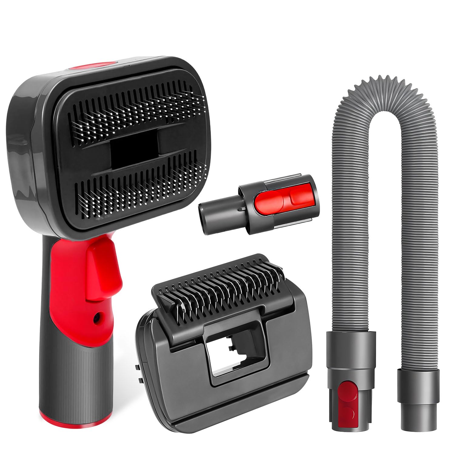Cepillo Pelo de Perro y Gato, 2 en 1 Cepillo Aspirador Mascotas, para Aspiradora DysonV15 V11 V10 V8 V7,Incluye 1 Adaptador convertidor,1 Manguera de extensión,2 cepillo para Mascotas