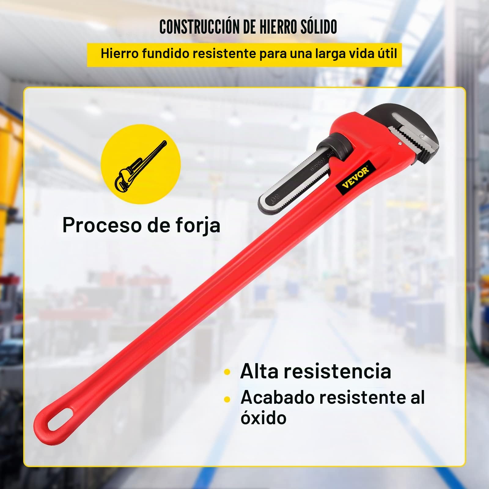 VEVOR Llave de Hierro fundido para tubos de 152,4 cm llave de garra de mandíbula de 200 mm llave para tubos de plomería ajustable resistente para grifo de fregadero, inodoro, escurridor, baño, cocina