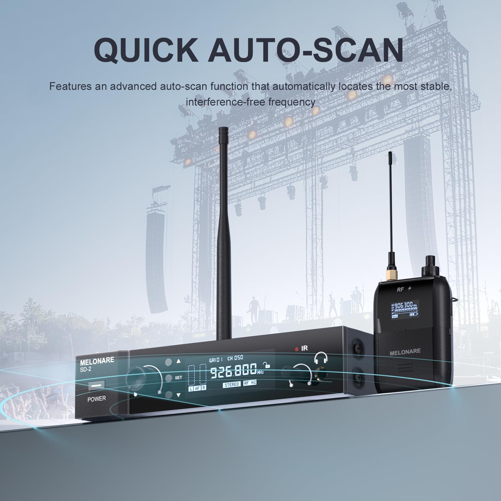 Wireless IEM System for Musicians Auto Scan Earphones Range - Dettaglio