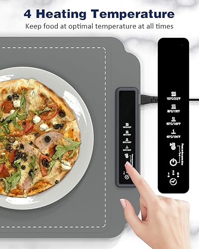 Miniatura 4 de Bandejas de calentamiento para bufés de fiesta tapete de calentamiento de alimentos con 4 niveles de temperatura, tapete calentador de alimentos de