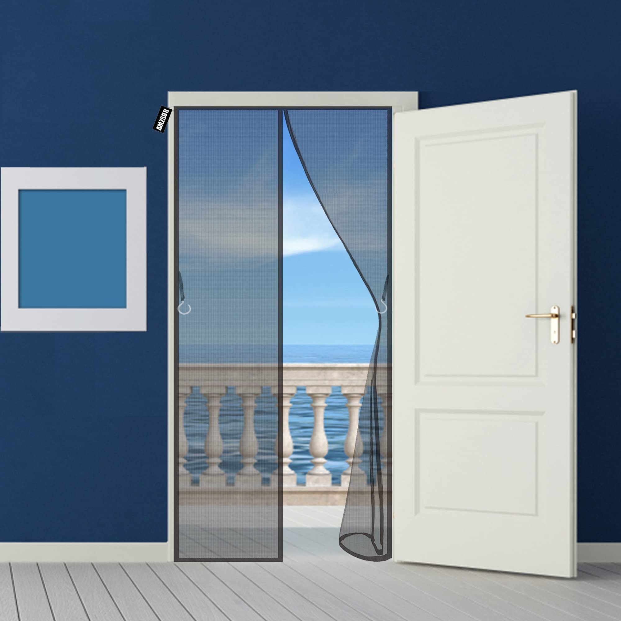 Magnetische hordeur 90 x 220 cm Scherm Eenvoudig te installeren zonder boren Vliegengordijn van gaas met montagetoebehoren voor balkon toegangsdeuren patio, Zwart A Magnetische hordeur 90 x 220 cm Scherm Eenvoudig te installeren zonder boren Vliegengordijn van gaas met montagetoebehoren voor balkon toegangsdeuren patio, Zwart A