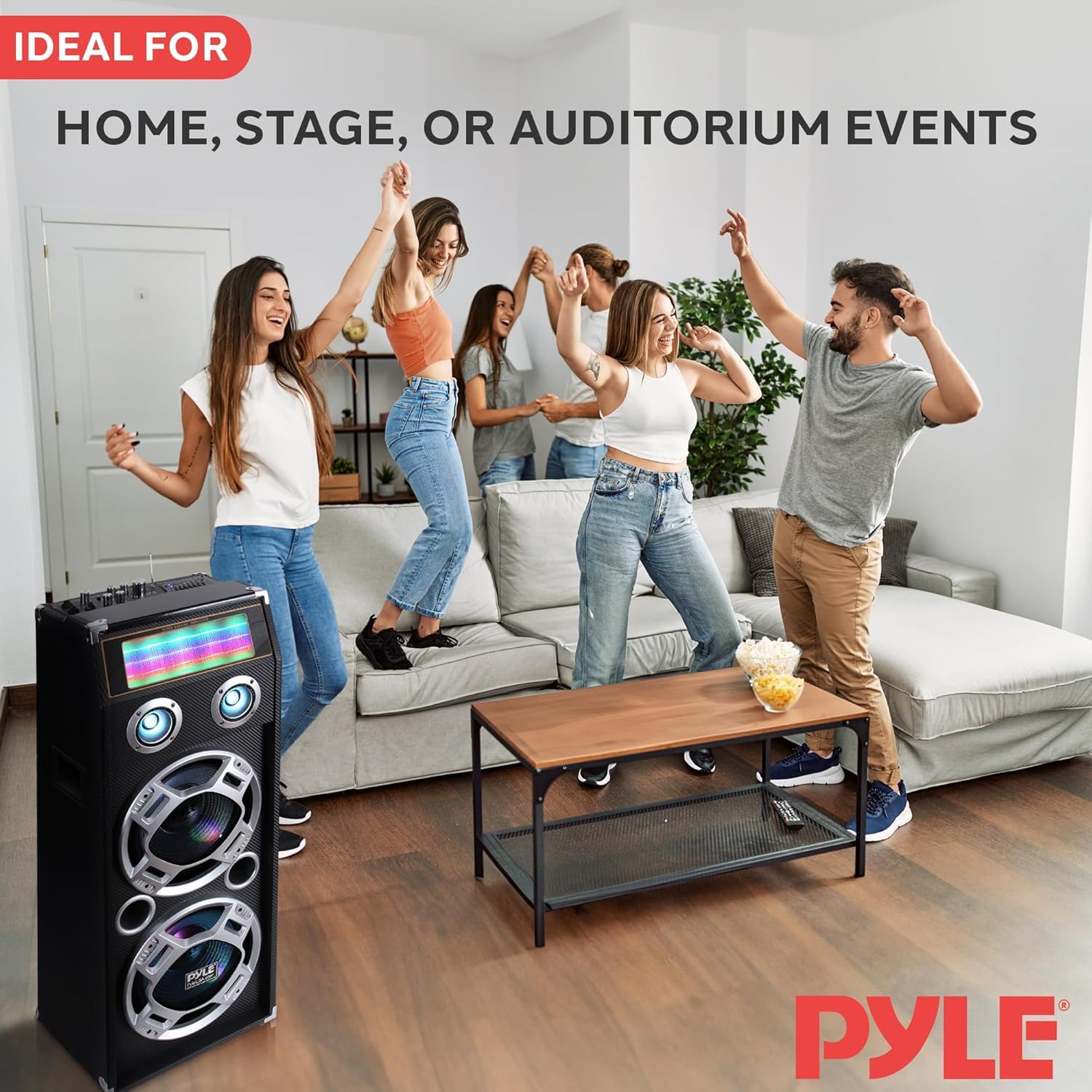 Pyle Nero altoparlante universale da pavimento a 2 vie da 1000 W con connessione Bluetooth e RCA