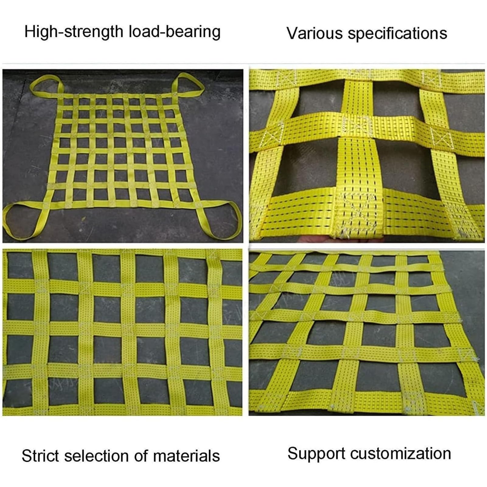 0,3–3,5 T Elastisches Lastenhebenetz - Hängendes Hebe-Gepäcknetz, Reißfestes Hängendes Frachtnetz, Flacher Nylon-Hebesack, Für Bau-, Umzugs- Und Abschlepparbeiten(1.5 X 1.5M/Mesh 10cm/Load 300kg)