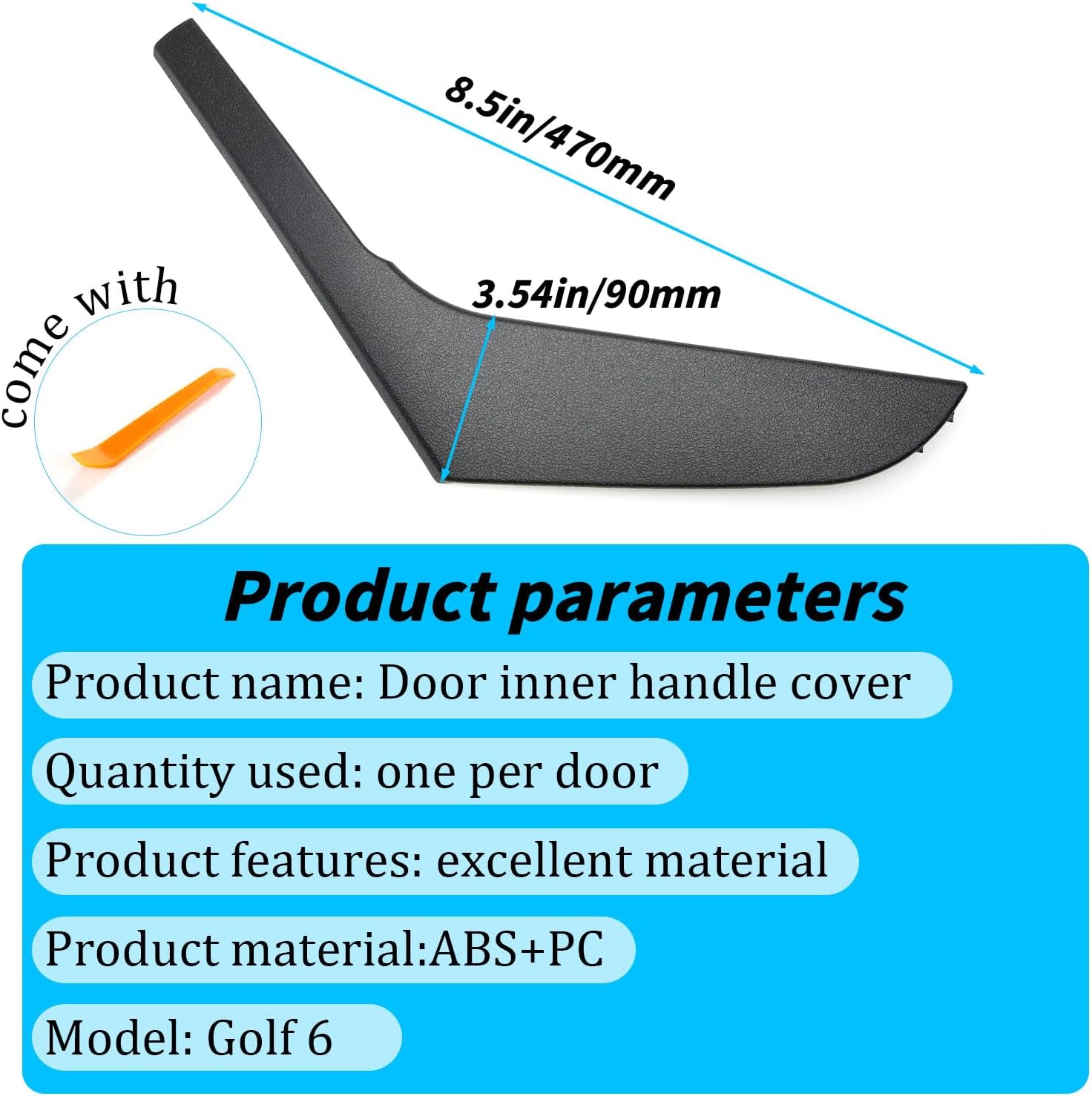 2pcs Replacement Left/Right Inside Door Armrest Handle Trim Cover for Volkswagen Golf 6 Sedan GTI MK6 2009-2014 Door Pull Handle 5K4868039A 5K4868040A (Black)