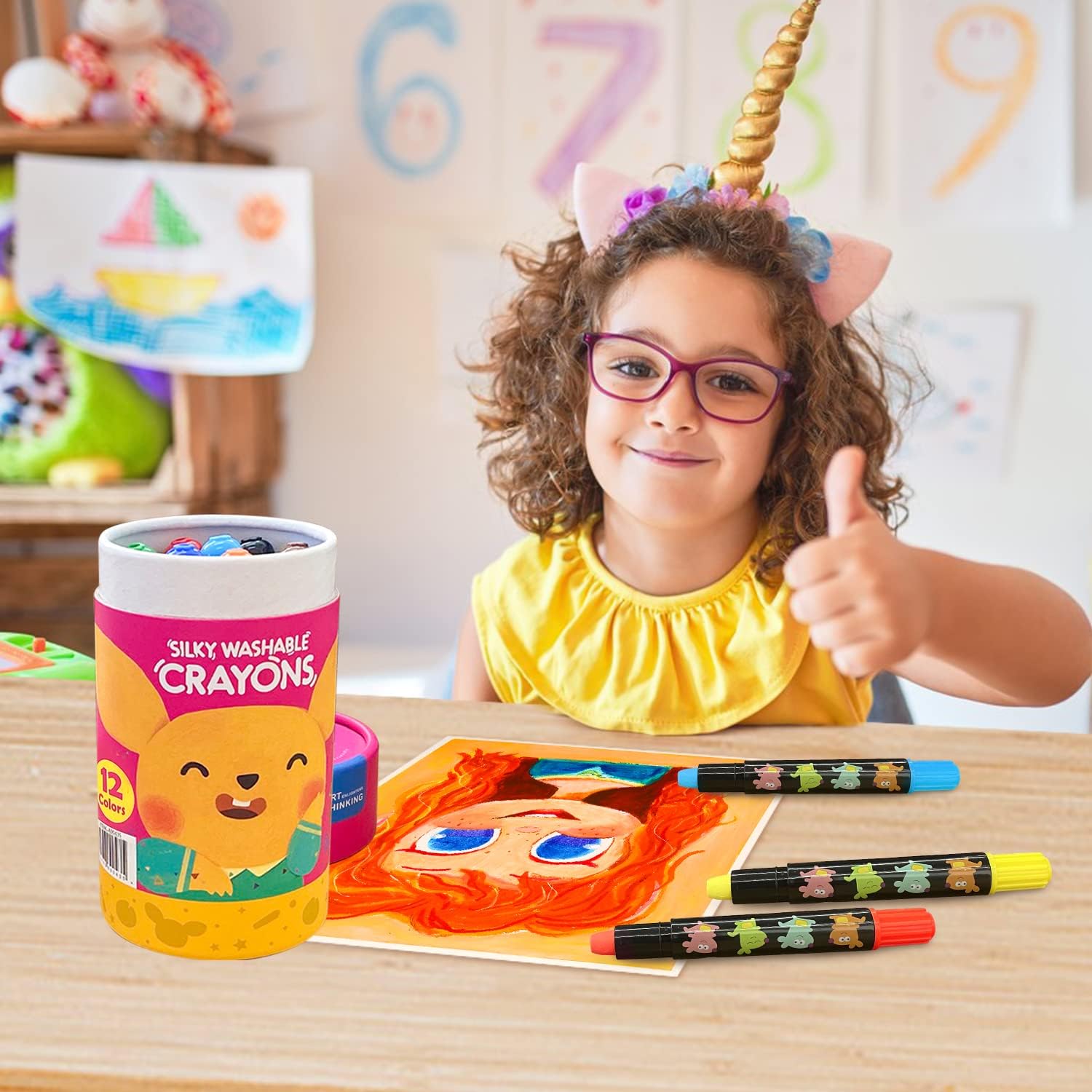 Jumbo Crayons for Toddlers, 6 Colors Twistable Crayons Non Toxic