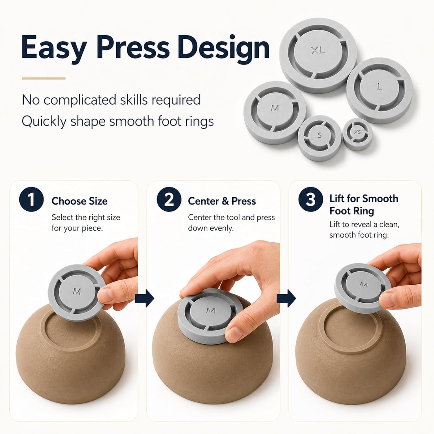Pottery Foot Ring Tool,5 Pack Ceramic Base Aligner Press Template