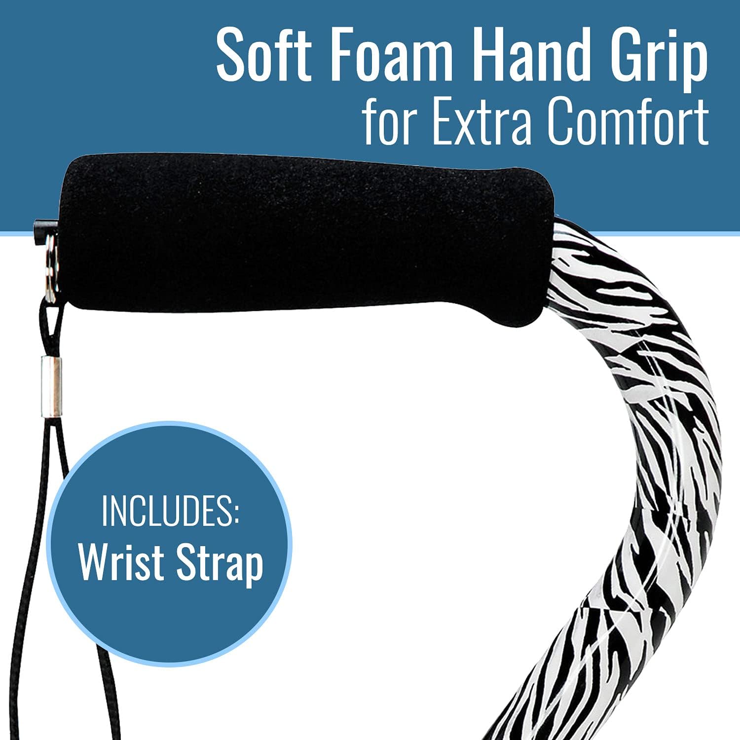 dmi adjustable designer cane with offset handle zebra 1 count (pack of 1)