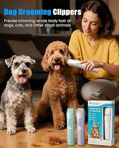 Miniatura 3 de Kit de aseo 4 en 1 para perros con luz LED, recortadora de patas de perro de bajo ruido mejorada 2025, cortaúñas, recortadora de uñas profesional de