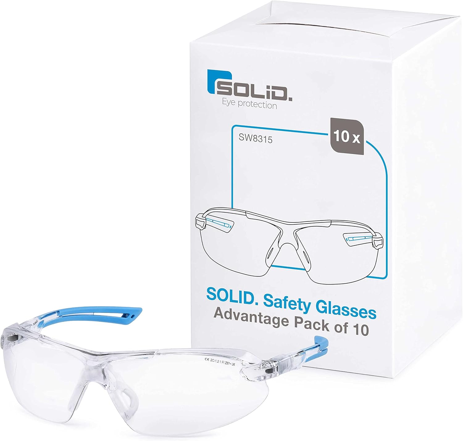 SolidWork Safety Glasses Clear Lens with Side Shields, Anti Fog, Anti Scratch, Anti-Glare, Protective Eyewear for Men & Women