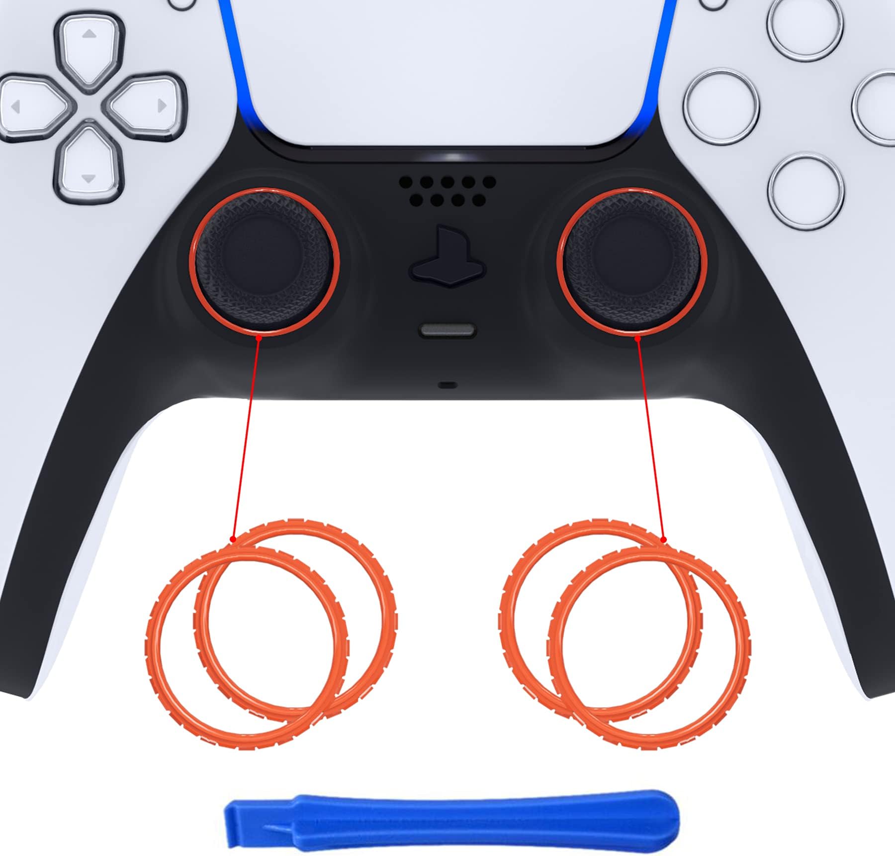 eXtremeRate Orange Replacement Accessories for PS5 Controller, Custom Accent Rings for PS5 Controller - Controller NOT Included