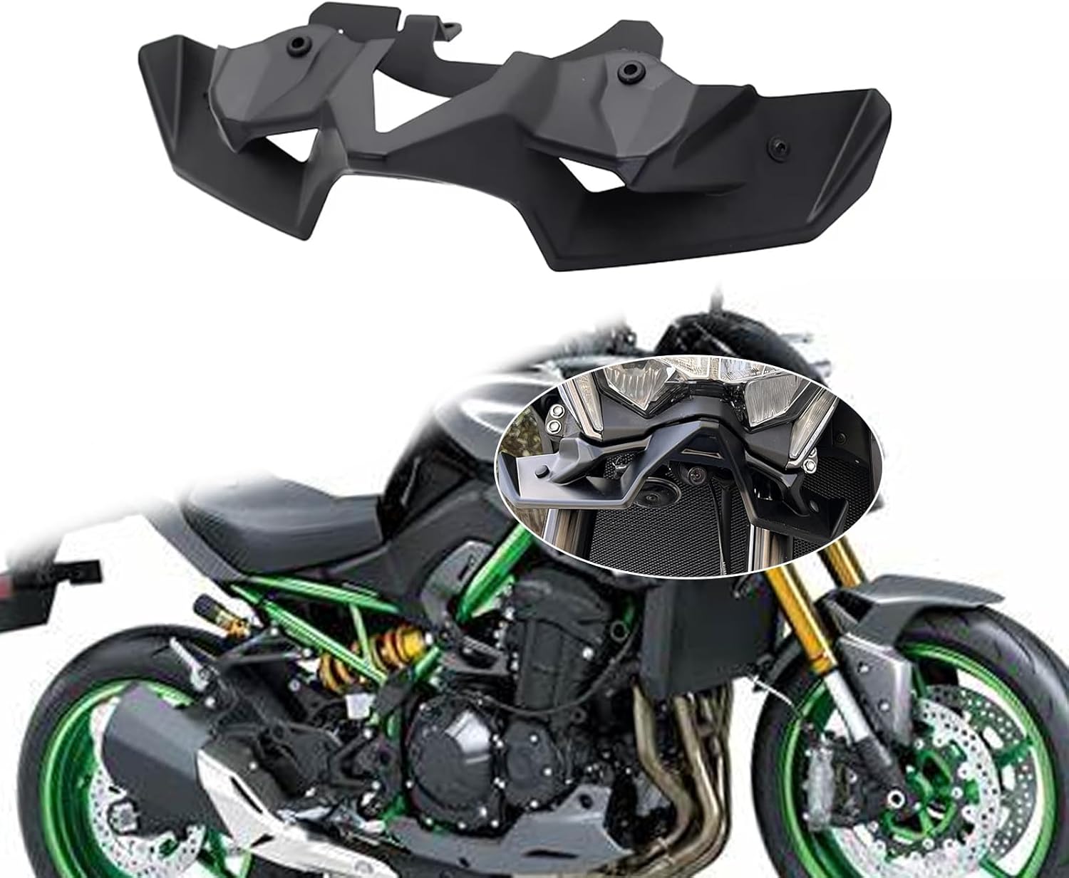 for Z900 Z900SE z900 2024 2020 Motorcycle Naked Front Spoiler Winglet Aerodynamic Wing Kit Spoiler Fairing Z 900 z900se 2020-2024 Motorcycle Accessories (Black)