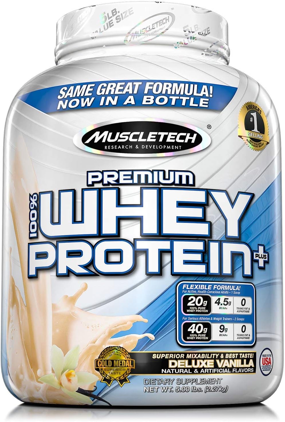 MuscleTech Premium 100% Whey Protein, Vanilla (5 Pounds)