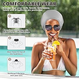 Extra Large Swim Cap - Swim Cap for Long Hair, Dreadlocks, Weaves, Hair Extensions, Braids, Curls & Afros - Silicone Swimming Cap for Women & Men, Keep Hair Dry