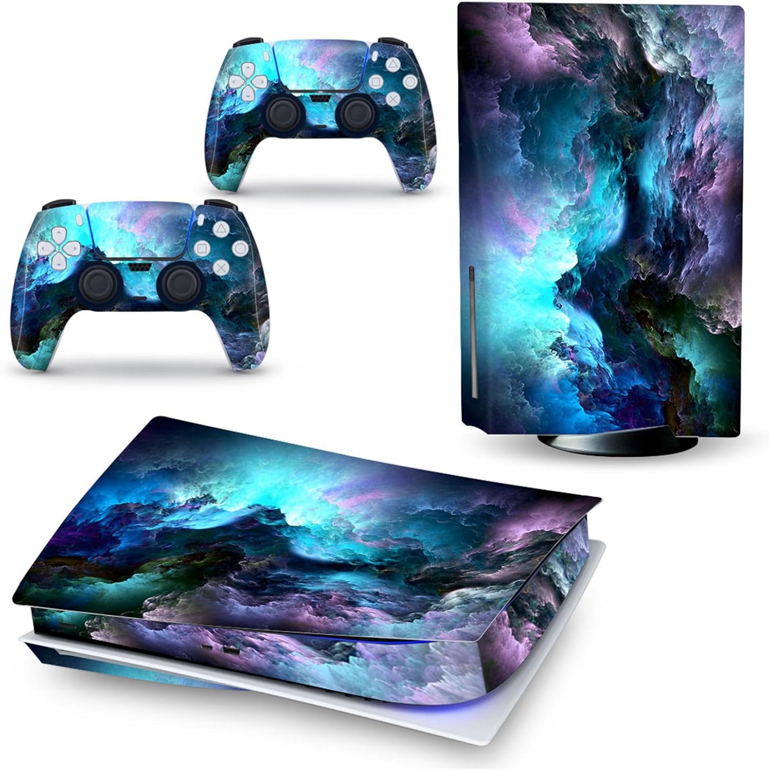 PS-5 Skin Controller Console Decal Cover Stickers 5 Play Station Disc Edition Version Accessories Decor Vinyl Wrap Bubble-Free Easy to Apply