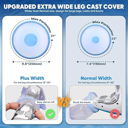 Miniatura 3 de Funda impermeable extra ancha para ducha con parte inferior antideslizante para protector de pierna para heridas quirúrgicas, vendaje, yeso grande,