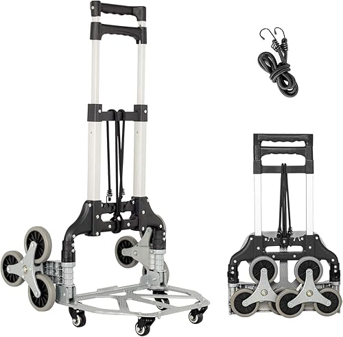 FULLWATT - Carretilla de mano plegable de 264 libras de capacidad, de aluminio con mango telescópico y ruedas de goma