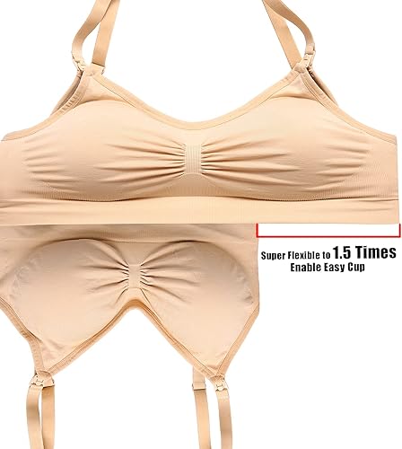 Miniatura 3 de Hofish - Paquete de 3 corpiños de maternidad de lactancia sin costuras de busto completo XXL con extensores y clips adicionales de corpiño