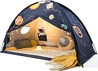 TinyLand Space Galaxy Bed Tent for Kids - 9 Planets Canopy, Fits Twin Bed, 77x40x46 Playhouse Tent, Imaginative Sleep Pod Gift