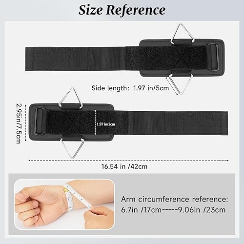 Miniatura 2 de Puños de muñeca con hebilla triangular ajustable para máquinas de cable, función 2 en 1, puños de muñeca para gimnasio con acolchado de neopreno de