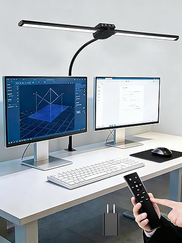 Desk Light with 5 Color+9 Brightness,Desk Lamps for Home Office, 1200 Lumen & 108 LED Desk Lamp, Remote Control+Timer Monitor Light, Clamp Lamp for