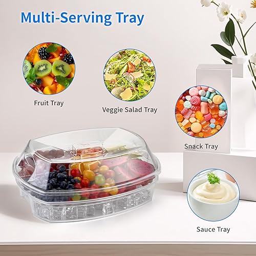 Miniatura 5 de Bandeja para servir en hielo, bandeja refrigerada, bandejas para servir que mantienen la comida fría, cuenco de cocina refrigerado con compartimento