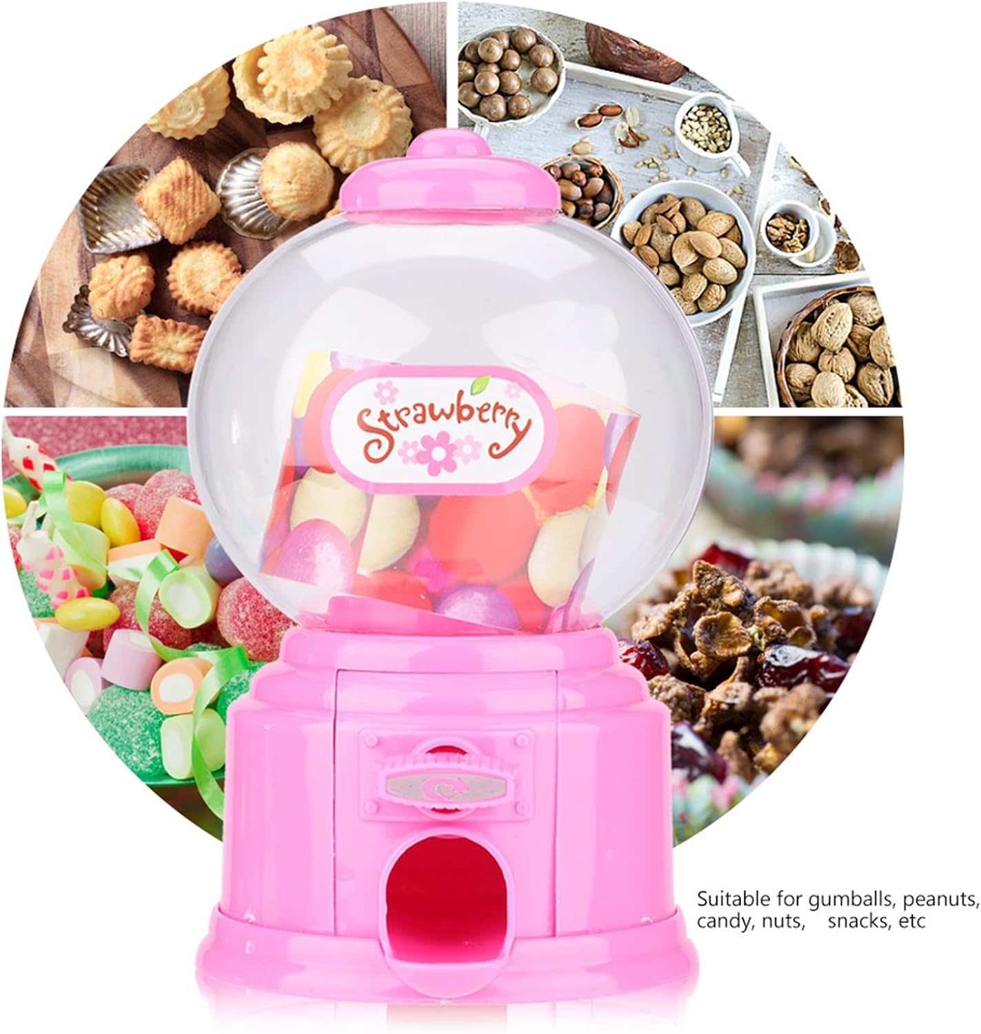 Bubble Gum Machine, Portable ABS Gumball Machine Mini Gumball Machine with High Performance for Candies, Nuts Storage