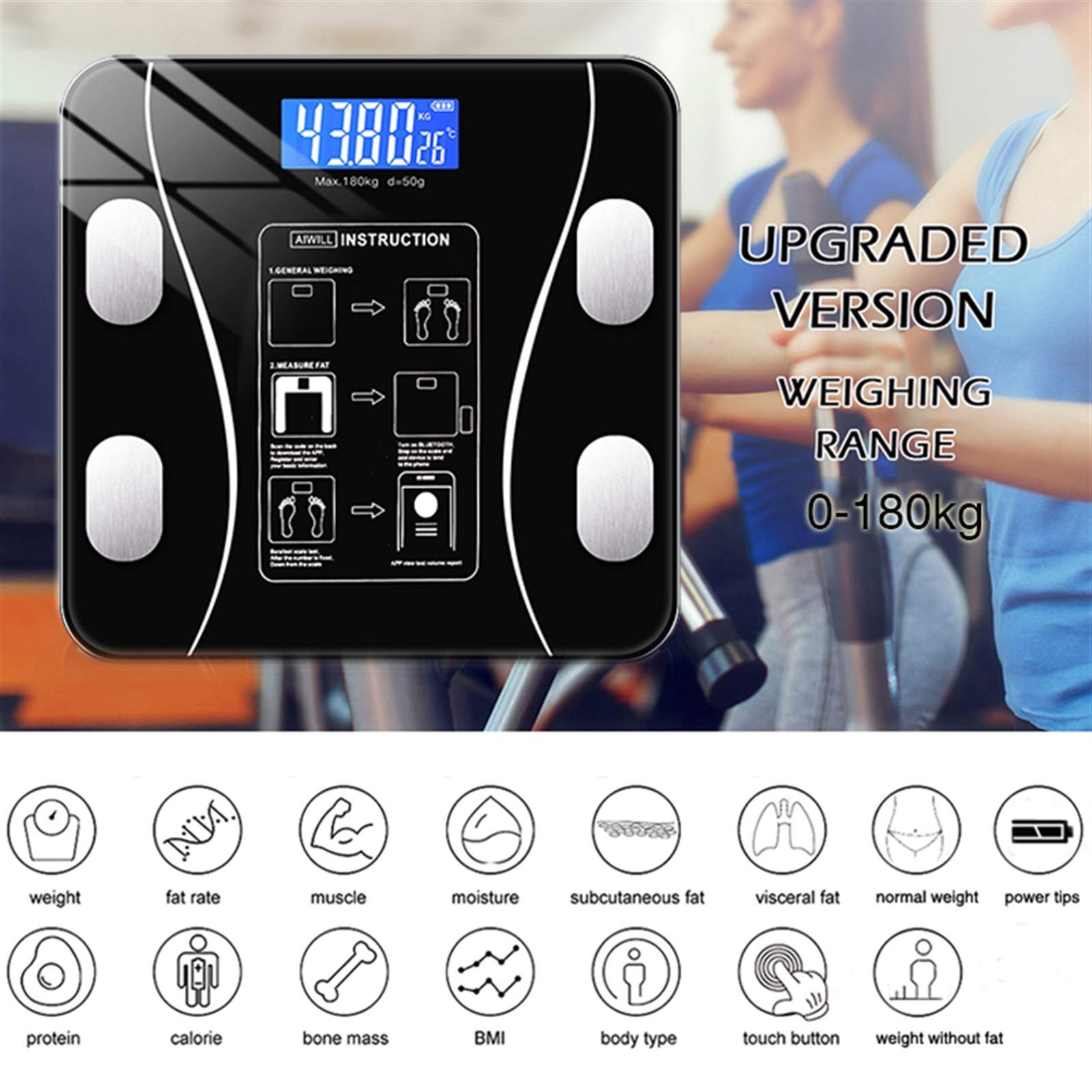 Design de Mode Balance de Graisse Corporelle Bluetooth Balance Nouveau Tuner Balance de Poids de Salle de Bain Numérique Analyseur de Composition Corporelle Balance de Pesage Numérique Intelligente s