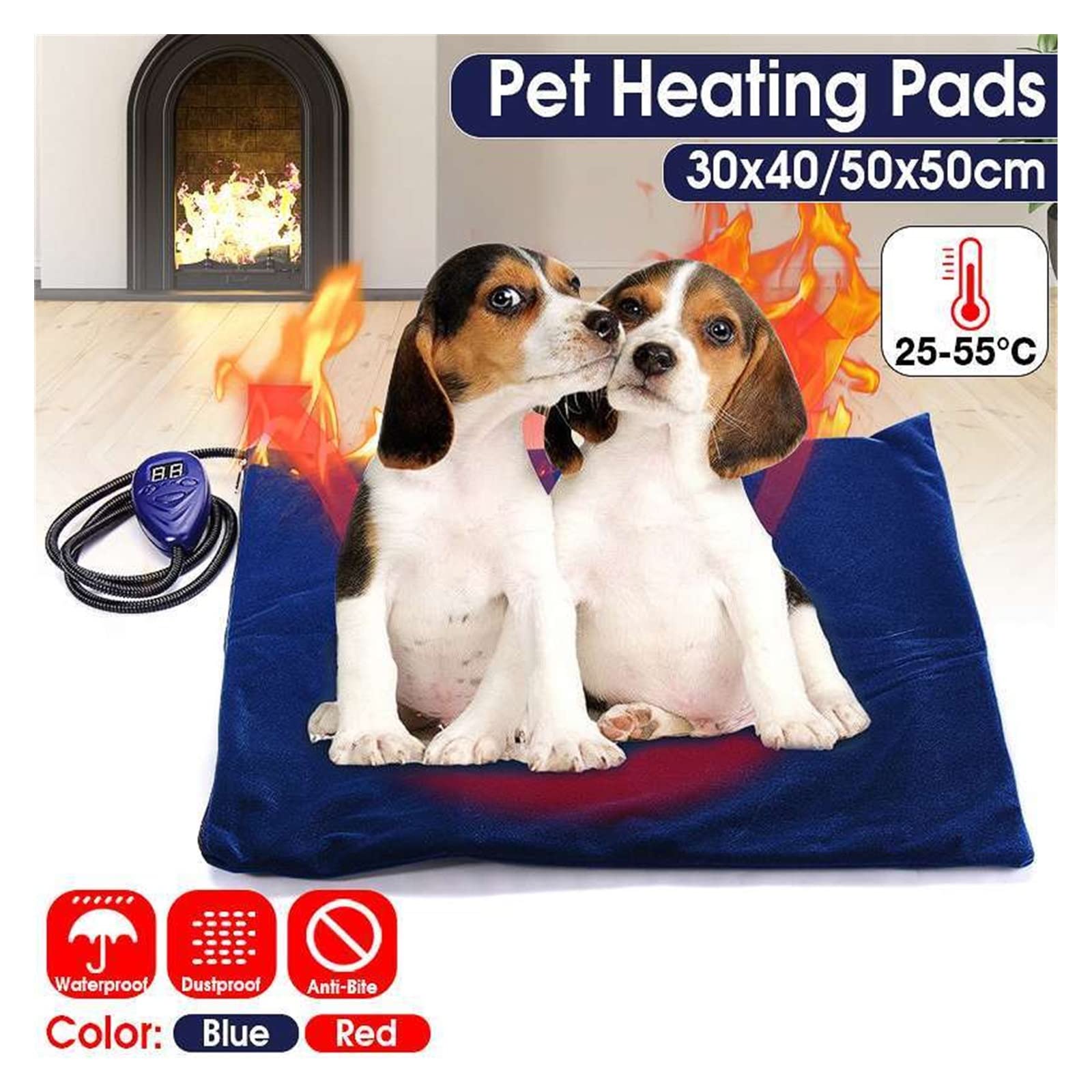 Manta térmica for mascotas Manta eléctrica for perros Almohadilla térmica for perros Cama for perros Impermeable Anti-mordedura Cojín de temperatura ajustable Estera térmica for mascotas 40 * 30 cm /