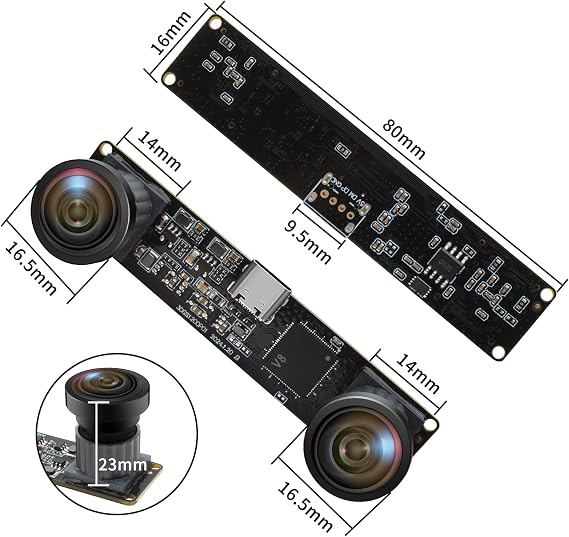 120fps Stereo Camera, 1200P Global Shutter USB Camera Module with Wide Angle Dual Lens, Synchronization for 3D VR Headset, 3D Printer, Motion Tracking