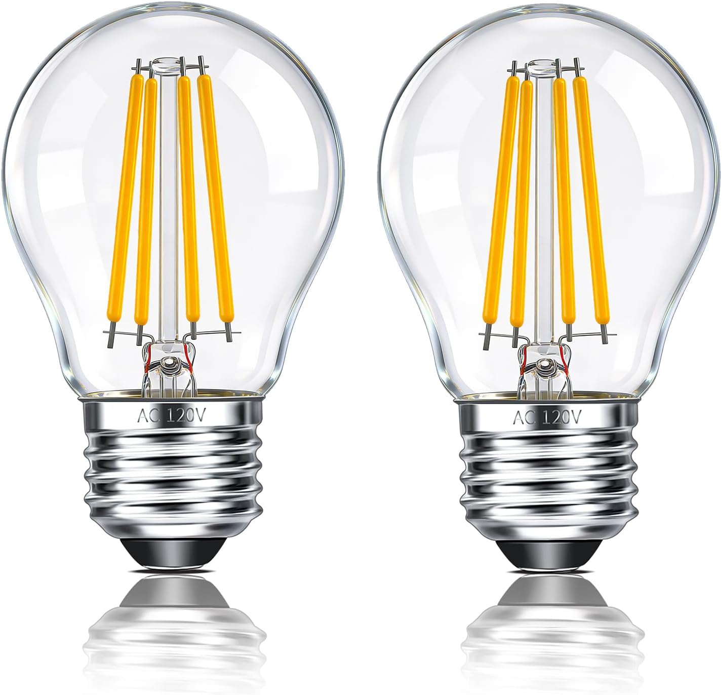 G45 LED Edison Filament Bulb 4W (40 Watt Equivalent), 2700K Warm White, E26 Base Clear Glass Small Globe Light Bulbs for Pendant Lights & Chandeliers, Non-Dimmable, 2 Pack