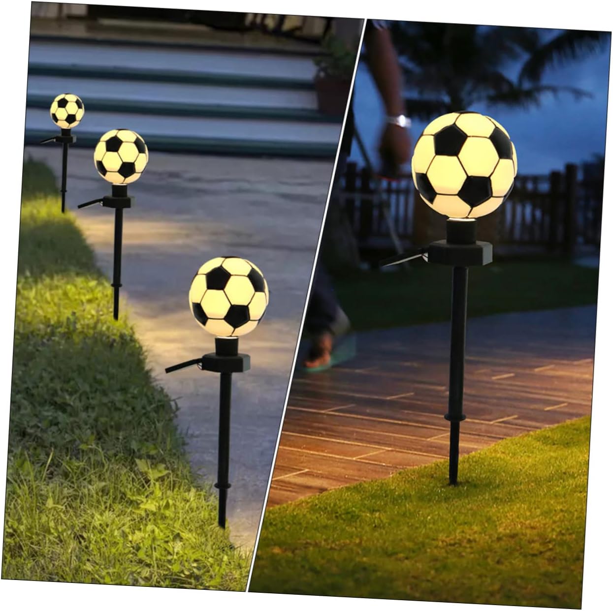 SHINEOFI Soccer Shaped Solar Lawn Light Outdoor Decorative Garden Stake Lamp Durable Solar Lighting for Courtyard Patio Garden and Pathway Warm Glow for Nighttime Ambiance