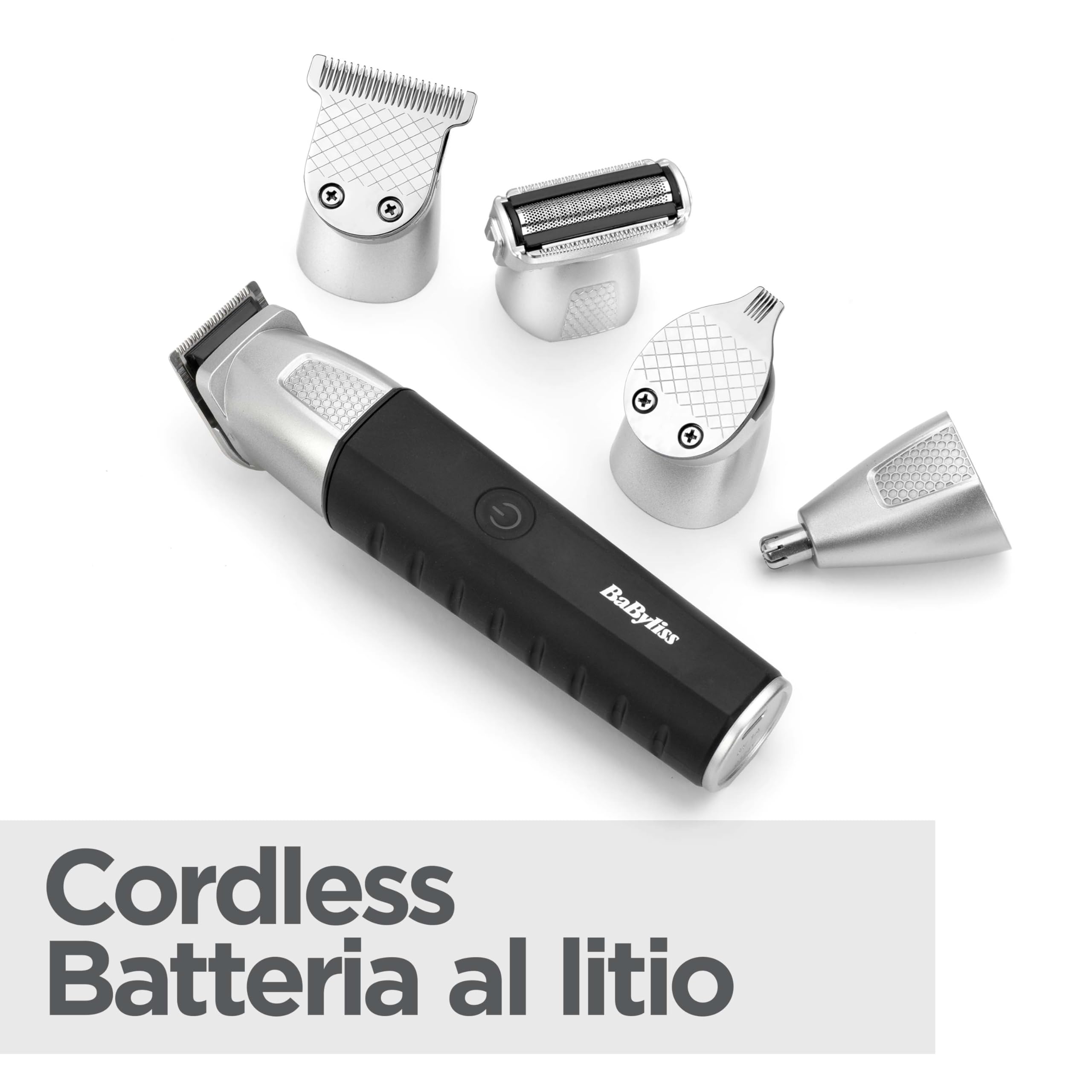 BaByliss Multikit Grooming 11 in 1 Lithium Power, per barba viso e corpo, multi-uso, waterproof, black/grey, MT812E